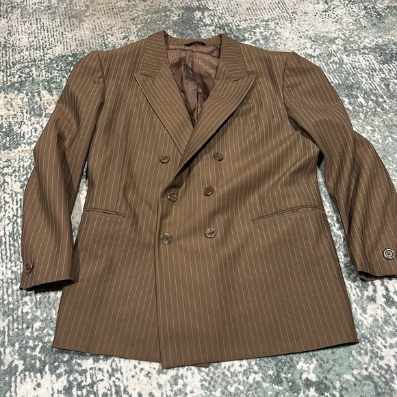 Fox Brothers Other - Vintage Fox Brothers Suit Brown Pinstripe Double Breasted Gangster Look